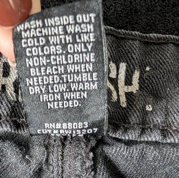 Black Distressed High Rise Wide Leg Raw Cut Rewash Jeans 31x28 Grunge Neutral - Picture 8 of 13